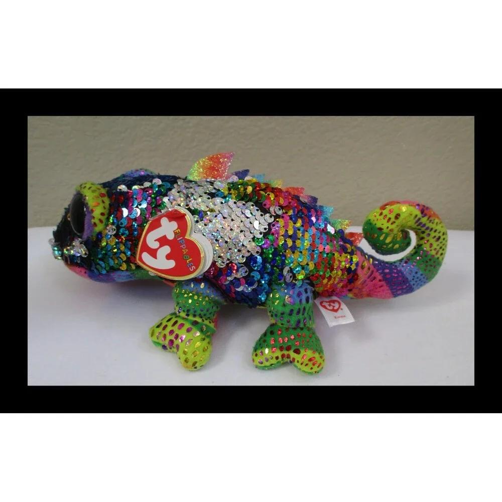 Ty Flippables Karma The Iguana Big Green Glitter Eyes NEW